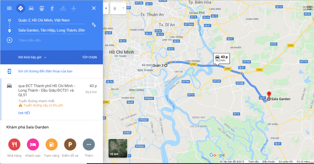 Vị trí Sala Garden khá gần Thành Phố Hồ Chí Minh